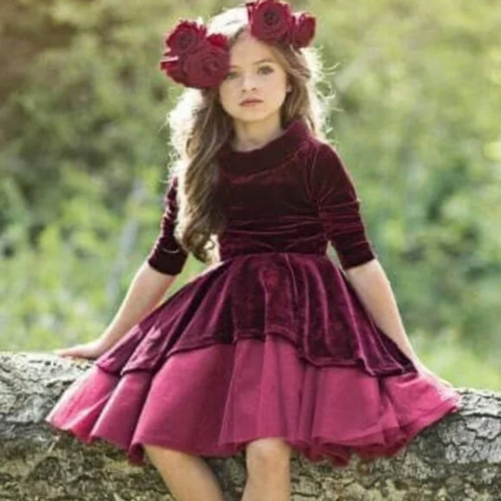 Joyfolie Mia Joy girls high low velvet holiday dress size 4